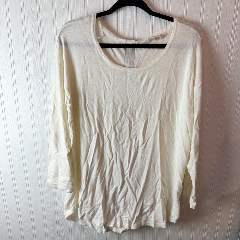 Soft Surrounding Cream Long sleeve‎ top Zipper Back detail size Large